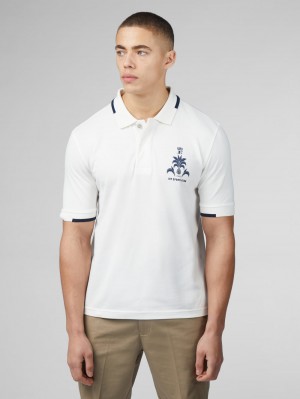 Ben Sherman B by Ben Sherman Sports Club Embroidered Polo T Skjorte Hvite | MY8659723