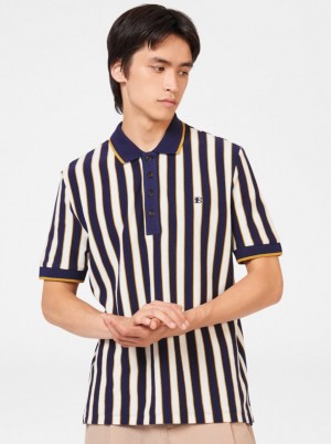 Ben Sherman B by Ben Sherman Vertical Stripe Polo T Skjorte Lilla | GD5198436