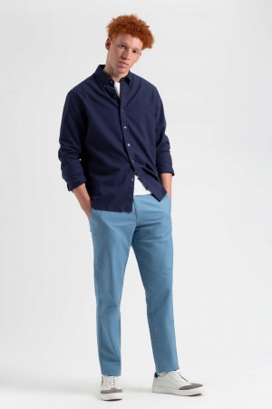 Ben Sherman Beatnik Oxford Slim Taper Garment Dye Chino Bukse Blå | NH3257940