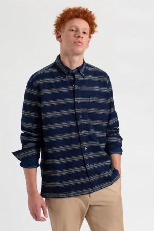 Ben Sherman Dalston Blues Long Sleeve Indigo Stripe Skjorte Indigo | CV5648903