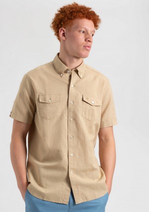 Ben Sherman Garment Dye Linen Skjorte Brune | HO6145792