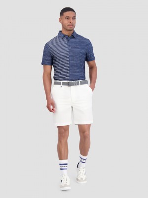 Ben Sherman Melange Stripes Color Block Tech Jersey Sports Fit Polo T Skjorte Marineblå | GI6238509