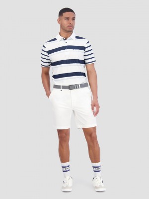 Ben Sherman Mixed Mod Stripes Tech Jersey Sports Fit Polo T Skjorte Blå | MI4675123