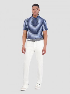 Ben Sherman Multi Stripe Tech Jersey Sports Fit Polo T Skjorte Marineblå | VA7403695