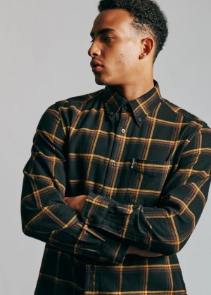 Ben Sherman Oversized Brushed Check Skjorte Svarte | AC7648315