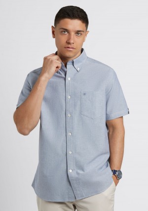 Ben Sherman Short Sleeve Brighton Oxford Organic Skjorte Marineblå | JY5923401