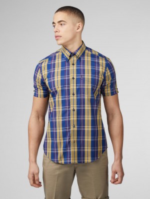 Ben Sherman Signature Irregular Check Skjorte Blå | GL6809412