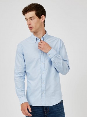 Ben Sherman Signature Organic Long-Sleeve Oxford Skjorte Blå | KW0524163