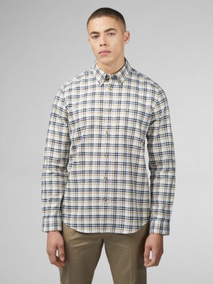 Ben Sherman Signature Oxford Check Skjorte Hvite | YR2903174