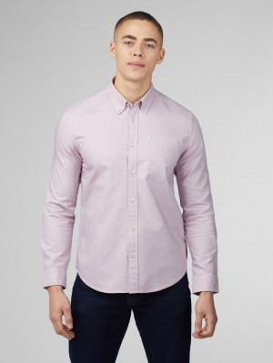 Ben Sherman Signature Oxford Long Sleeve Skjorte Lilla | UT3254716