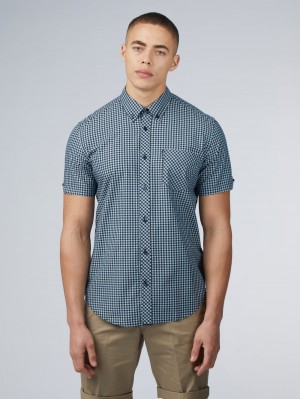 Ben Sherman Signature Short Sleeve Gingham Skjorte Blå | CI1963052