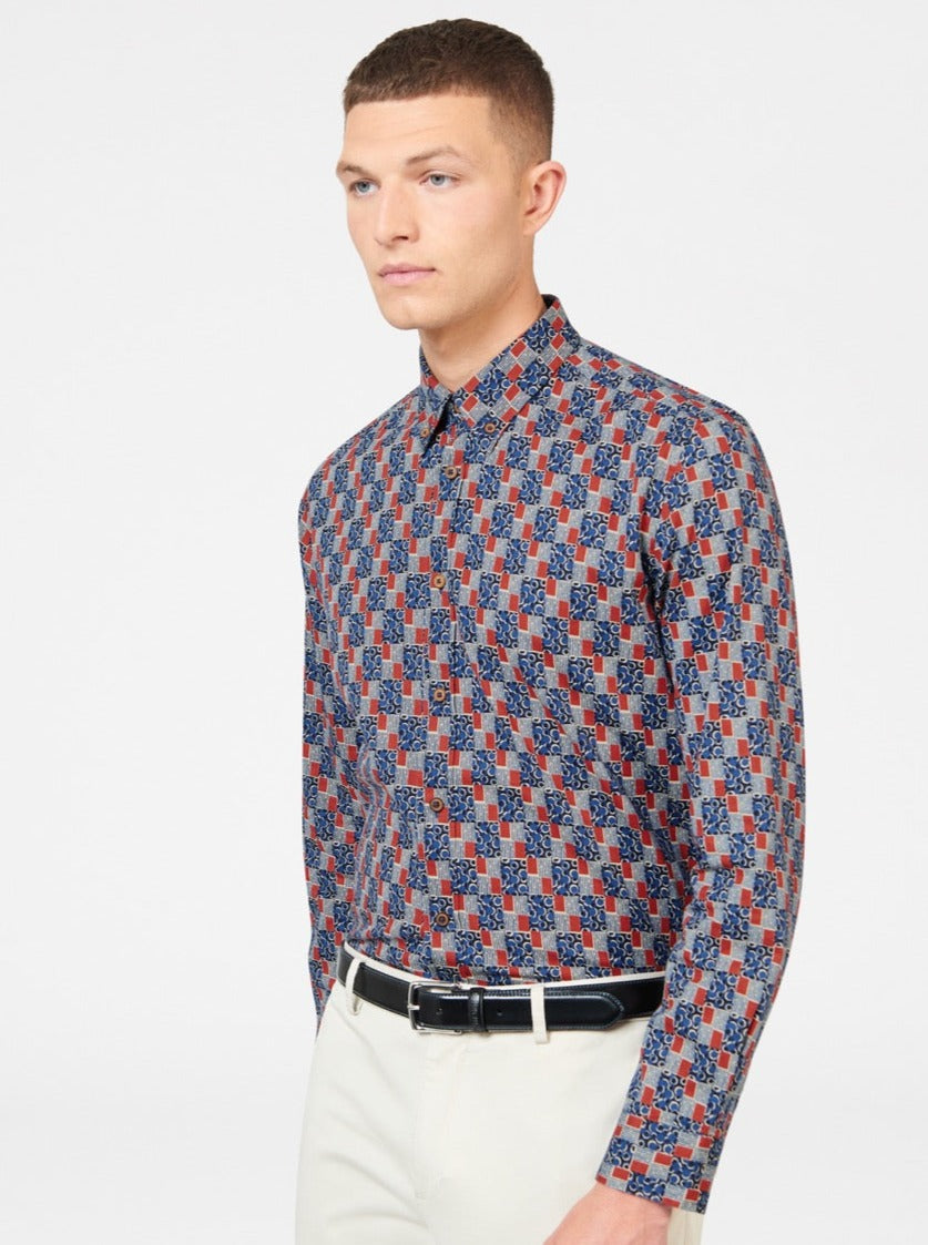 Ben Sherman 1950s Checkerboard Skjorte Indigo | VS2971063