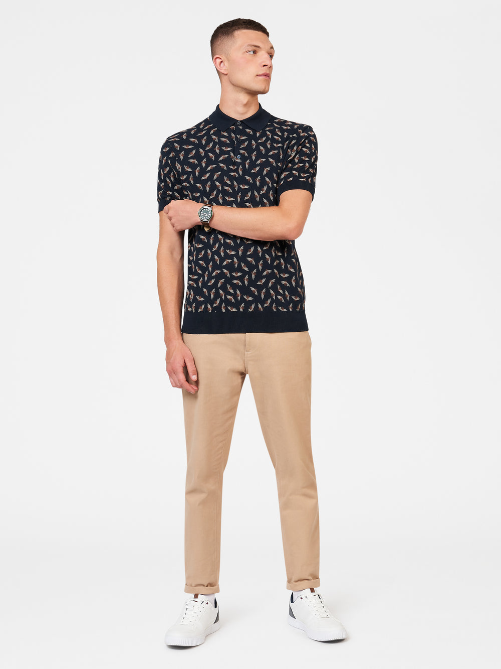 Ben Sherman Art Deco Gensere Med Polo Hals Marineblå | DL7164985