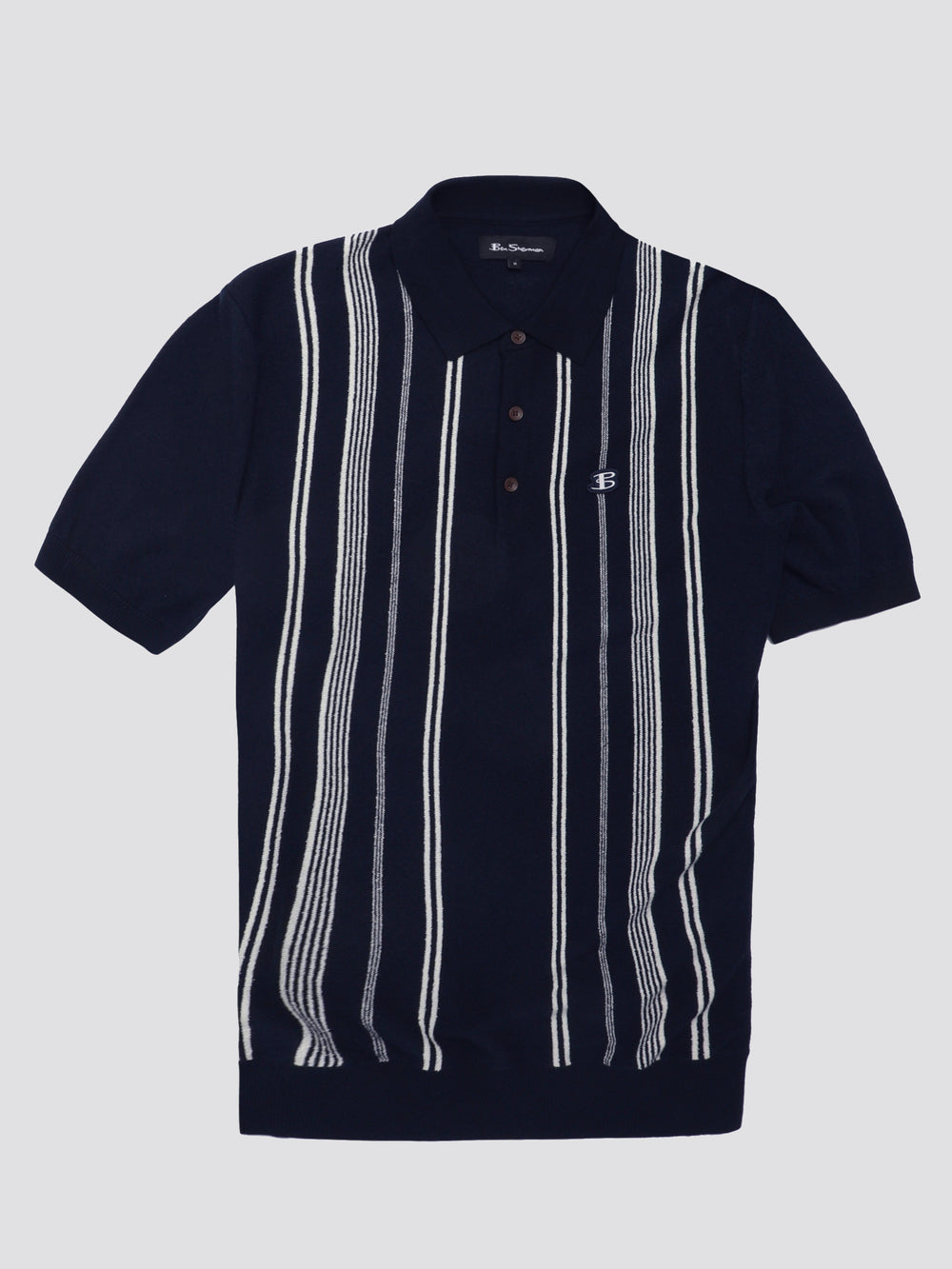 Ben Sherman B by Ben Sherman Crinkle Cotton Stripe Polo Strikkevarer Marineblå | HX9031567