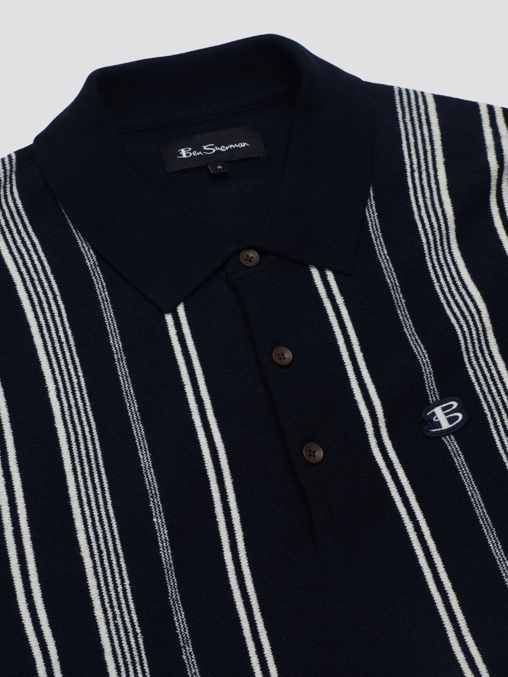 Ben Sherman B by Ben Sherman Crinkle Cotton Stripe Polo Strikkevarer Marineblå | HX9031567