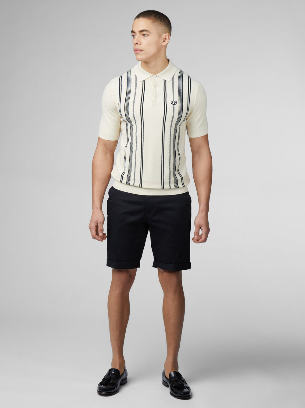 Ben Sherman B by Ben Sherman Crinkle Cotton Stripe Polo Strikkevarer Hvite | RS1528437