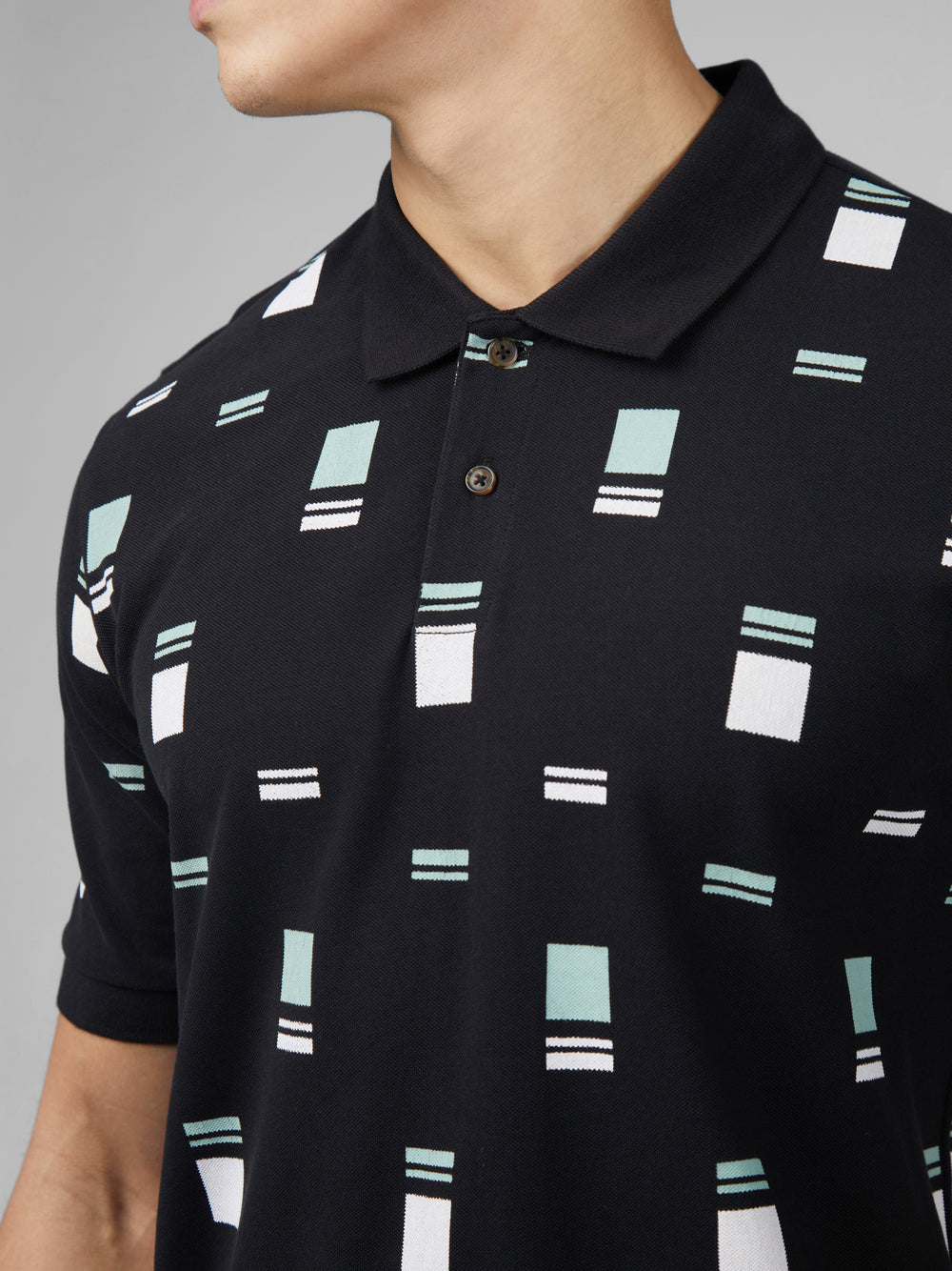 Ben Sherman B by Ben Sherman Scatter Chequerboard Mod Stripe Polo T Skjorte Svarte | CB0768312