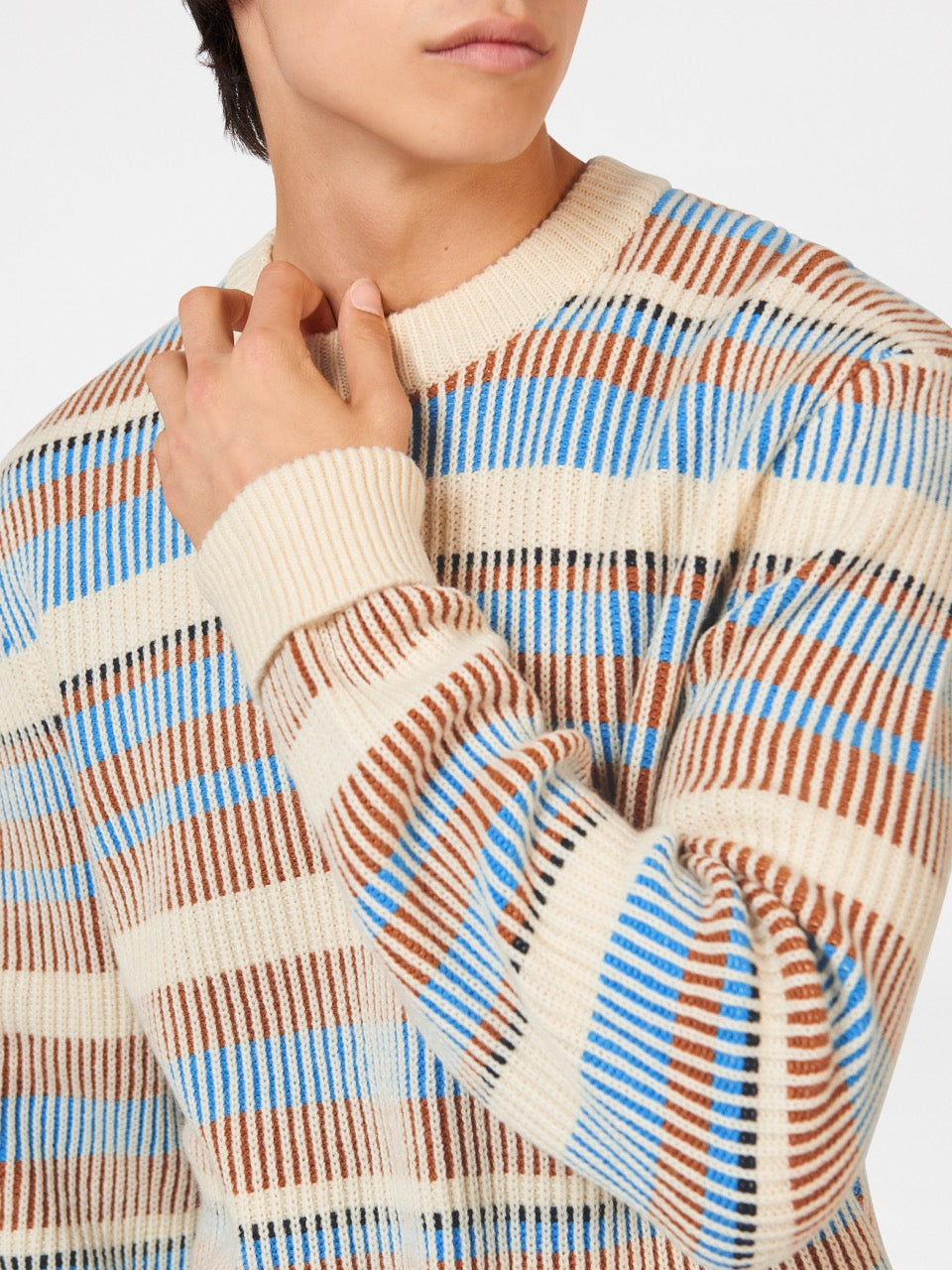 Ben Sherman B by Ben Sherman Stripe Strikkevarer Hvite | QY1604259