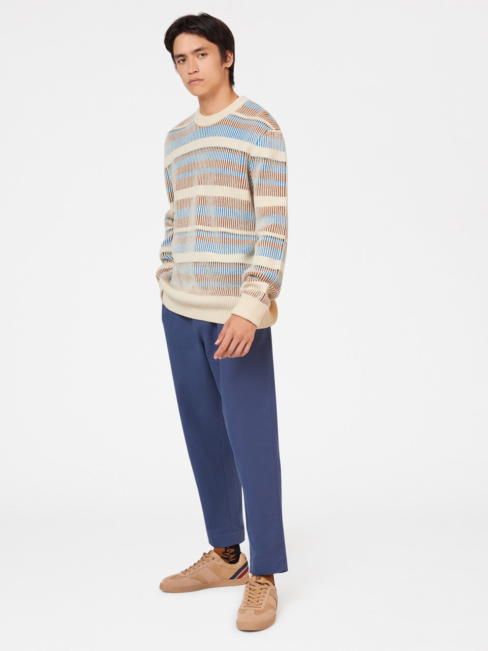 Ben Sherman B by Ben Sherman Stripe Strikkevarer Hvite | QY1604259