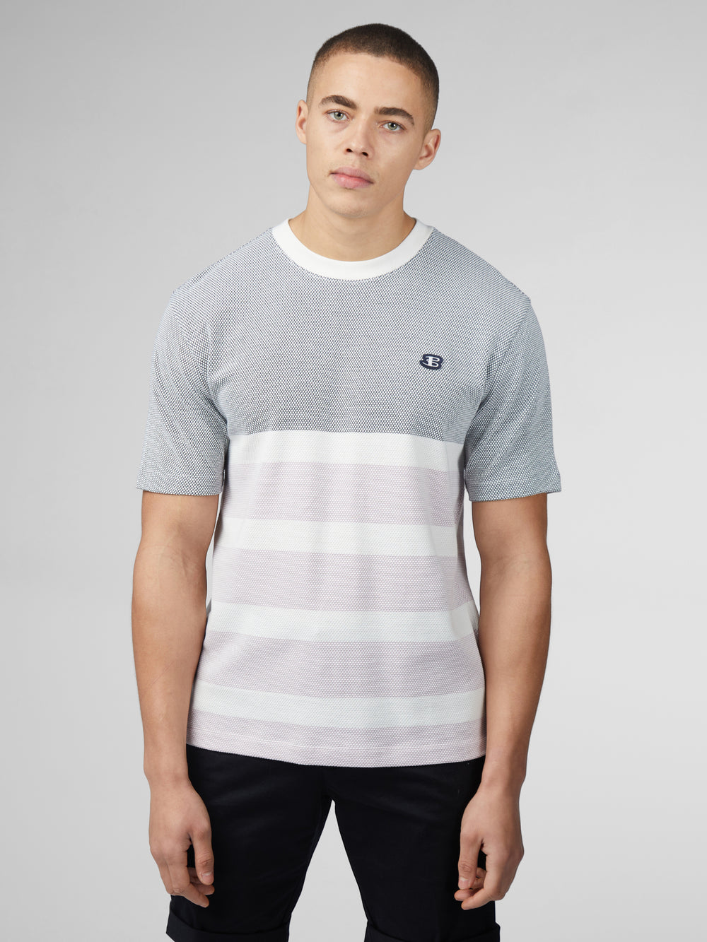 Ben Sherman B by Ben Sherman Textured Block Stripe T-Skjorte Marineblå | FY8524179