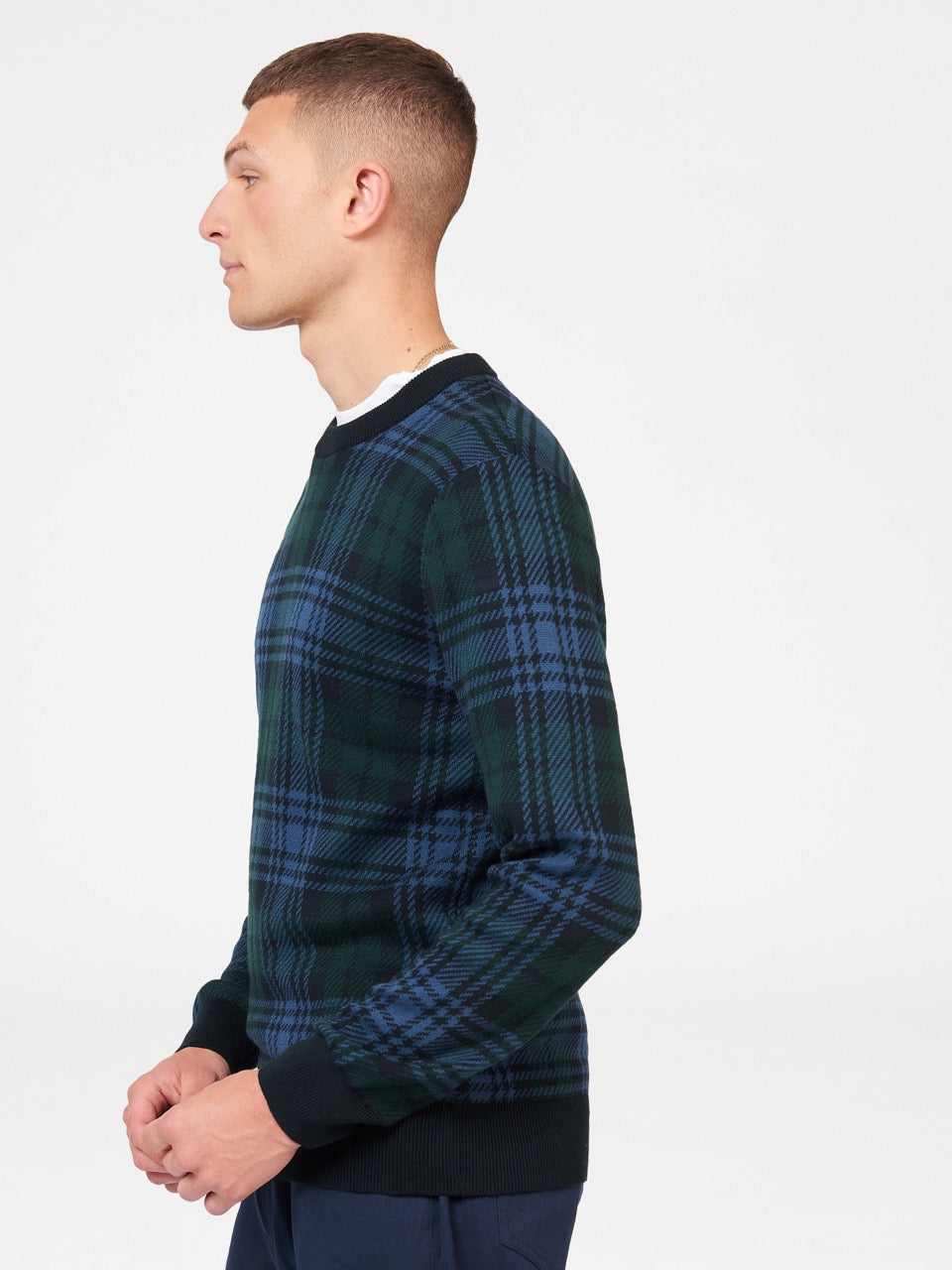 Ben Sherman Blackwatch Check Crewneck Strikkevarer Svarte | ND1629578