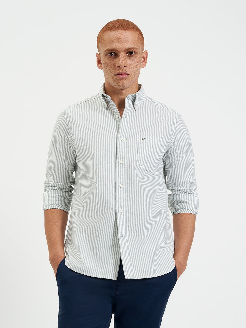 Ben Sherman Brighton Oxford Organic Stripe Green Bengal Stripe Skjorte Grønn | ZW7549160