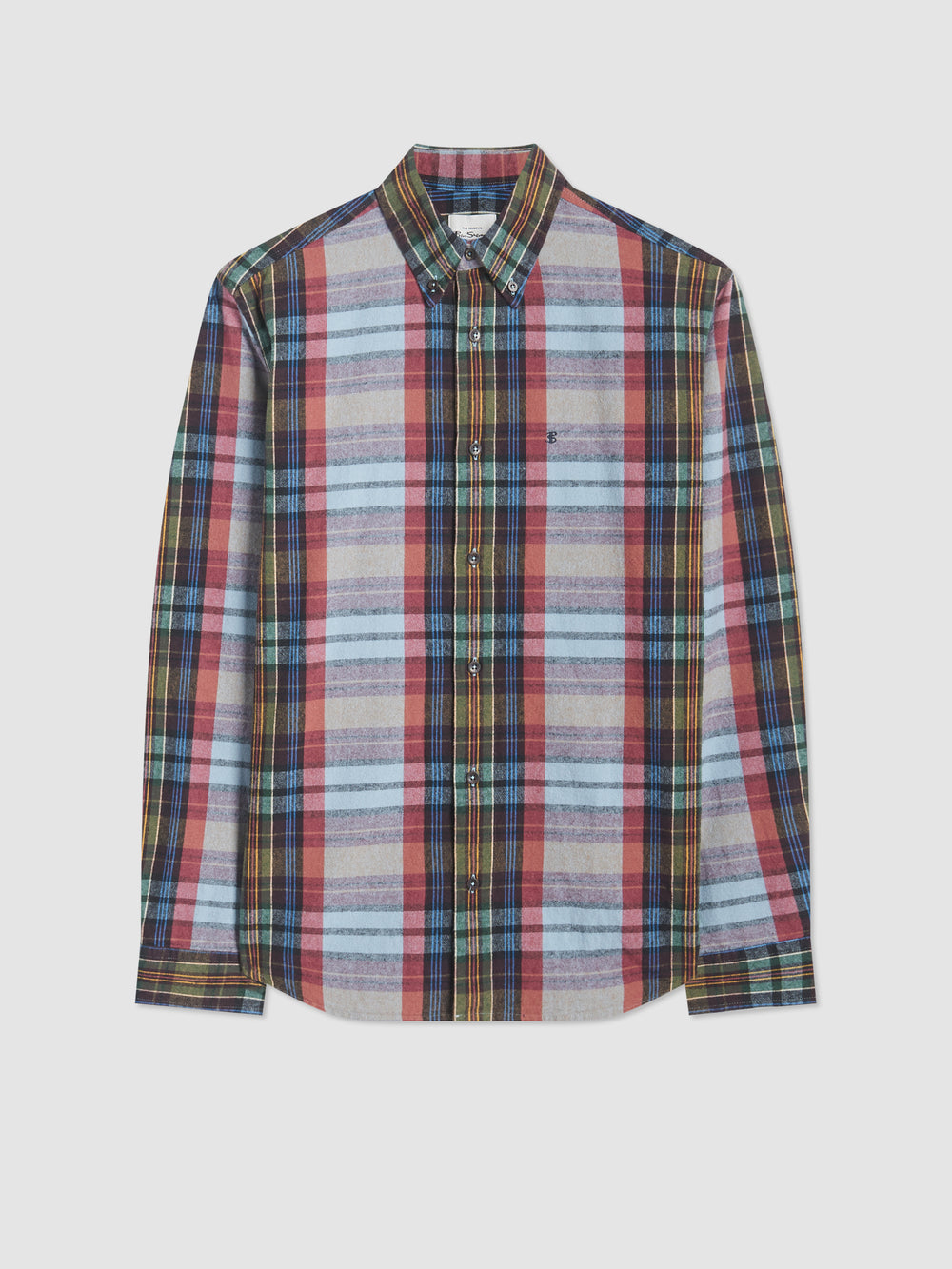 Ben Sherman Brushed Multicolour Check Oxford Skjorte Blå | CM0347562