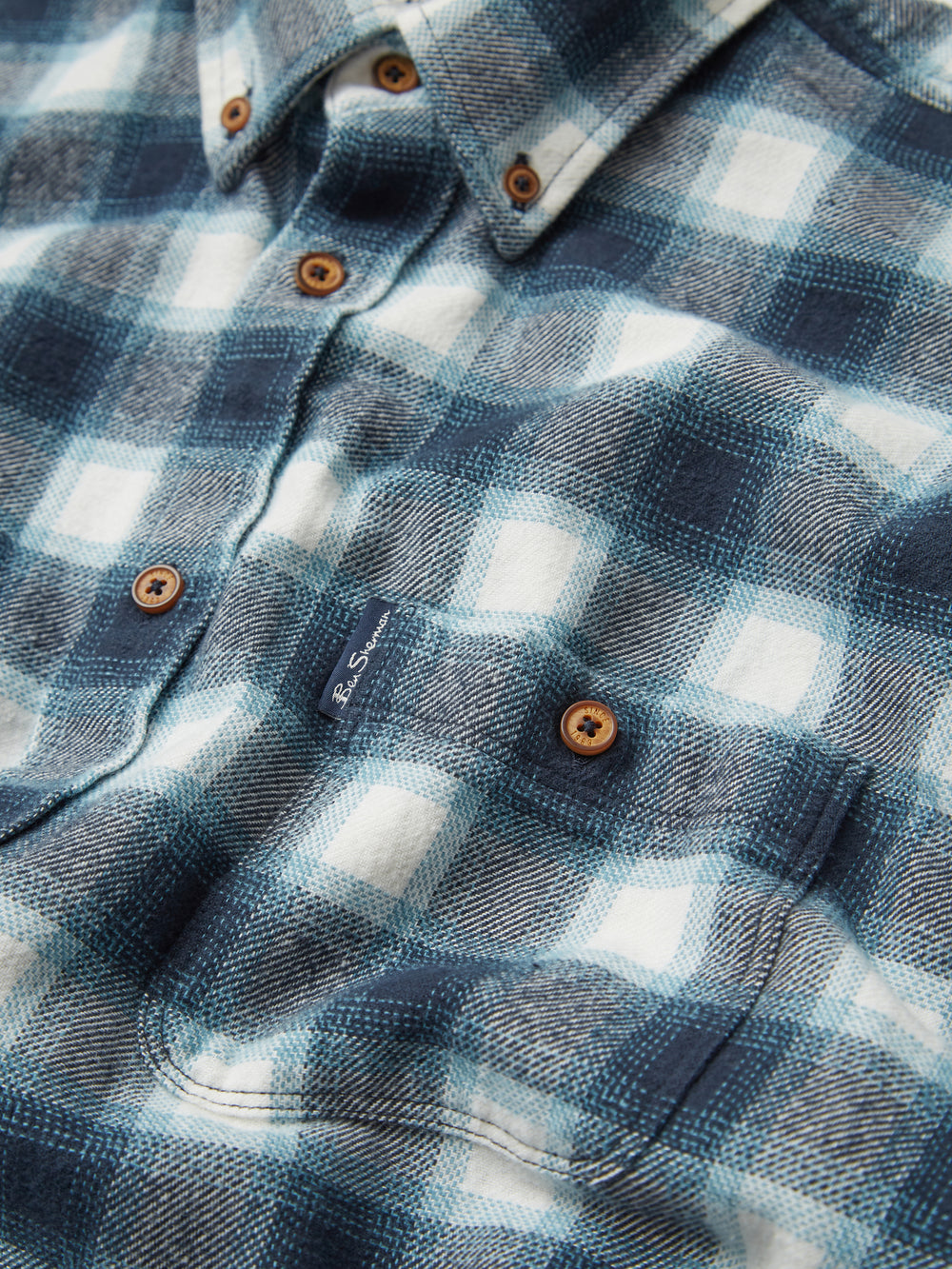 Ben Sherman Brushed Ombre Check Flannel Skjorte Grønn | VN0973164