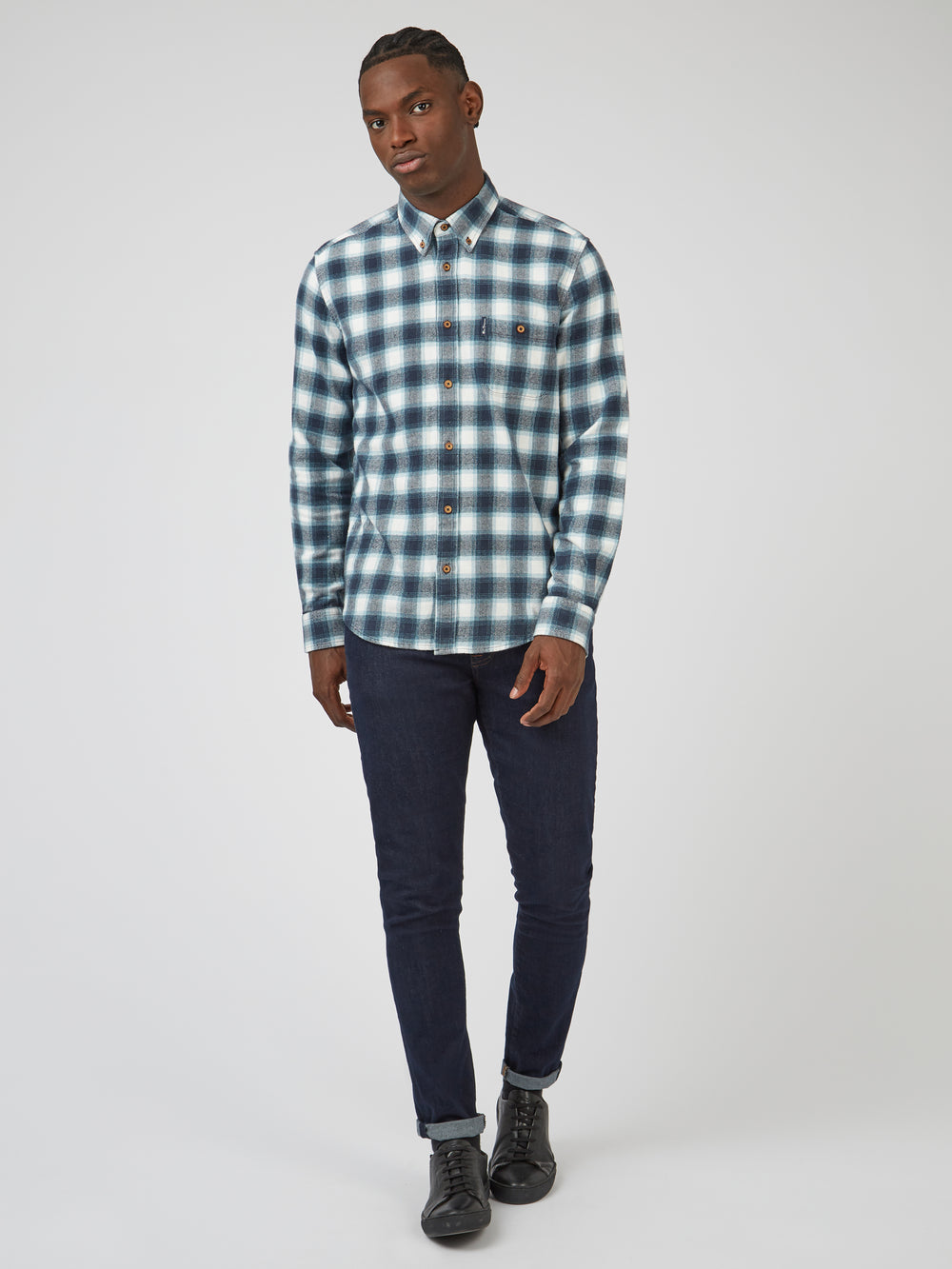 Ben Sherman Brushed Ombre Check Flannel Skjorte Grønn | VN0973164