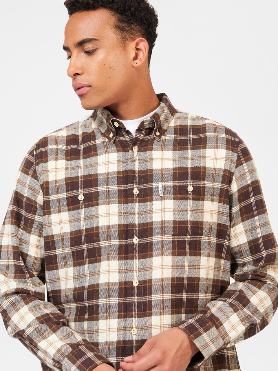 Ben Sherman Brushed Plain Check Skjorte Sjokolade | XR8912465