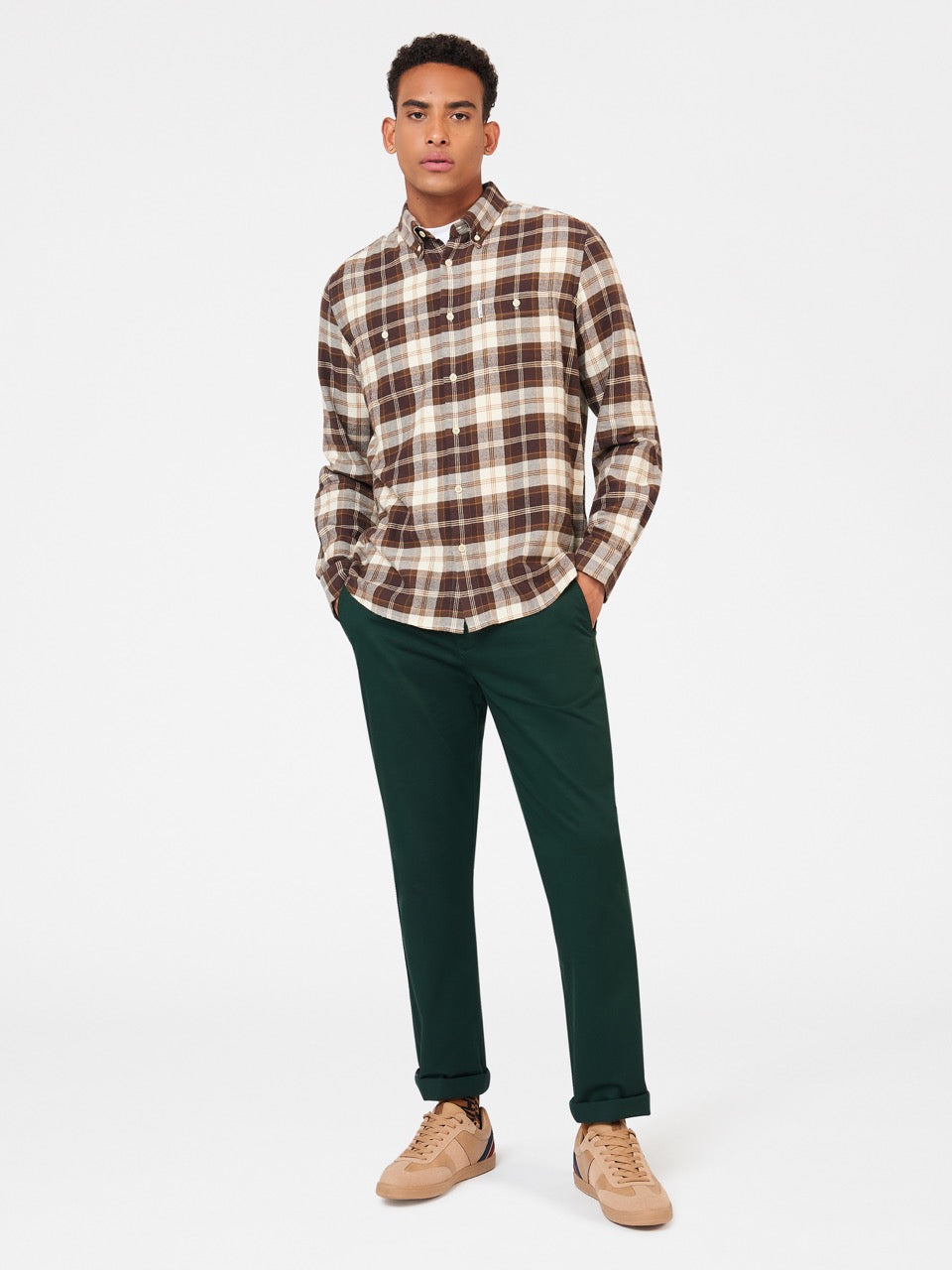 Ben Sherman Brushed Plain Check Skjorte Sjokolade | XR8912465