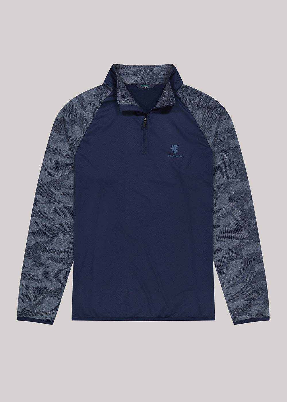 Ben Sherman Camo Jacq. Sleeve Quarter Zip Jakker Marineblå | DJ3610754