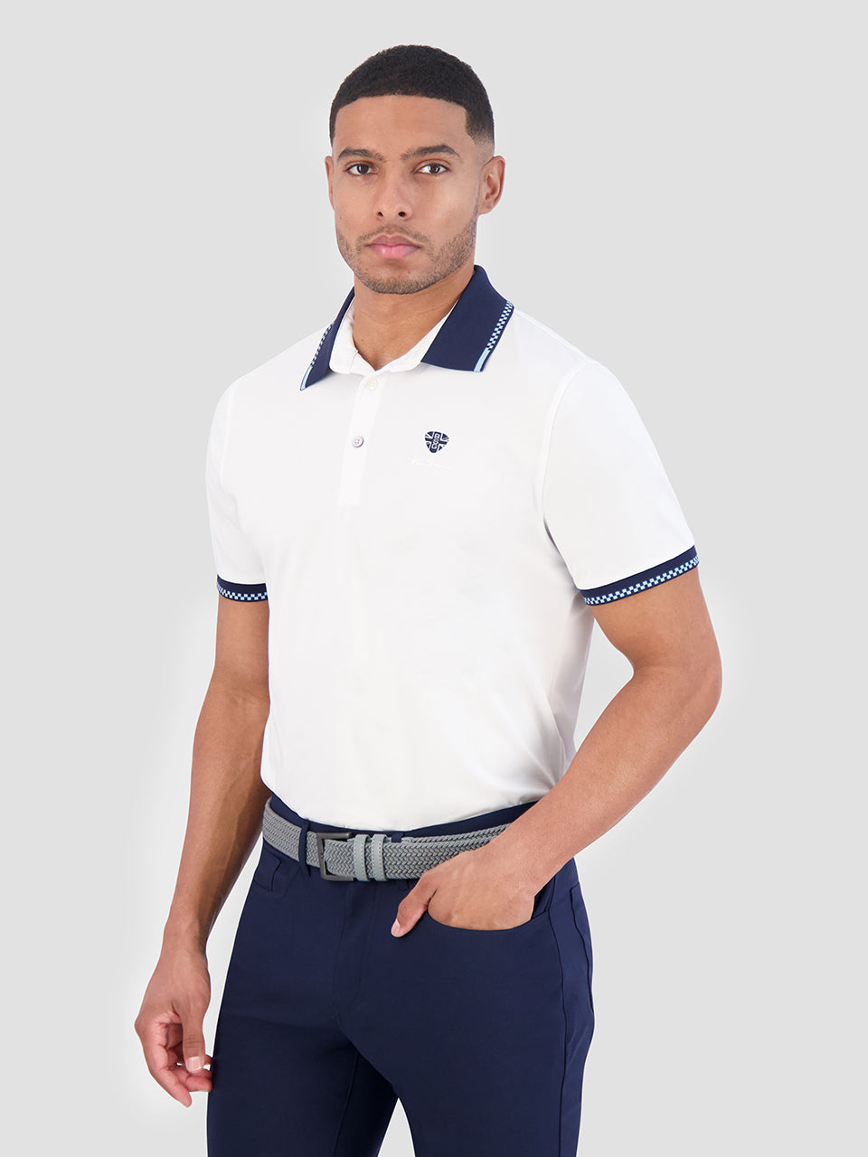 Ben Sherman Checker Rib Air Pique Sports Fit Polo T Skjorte Hvite | BU1726983