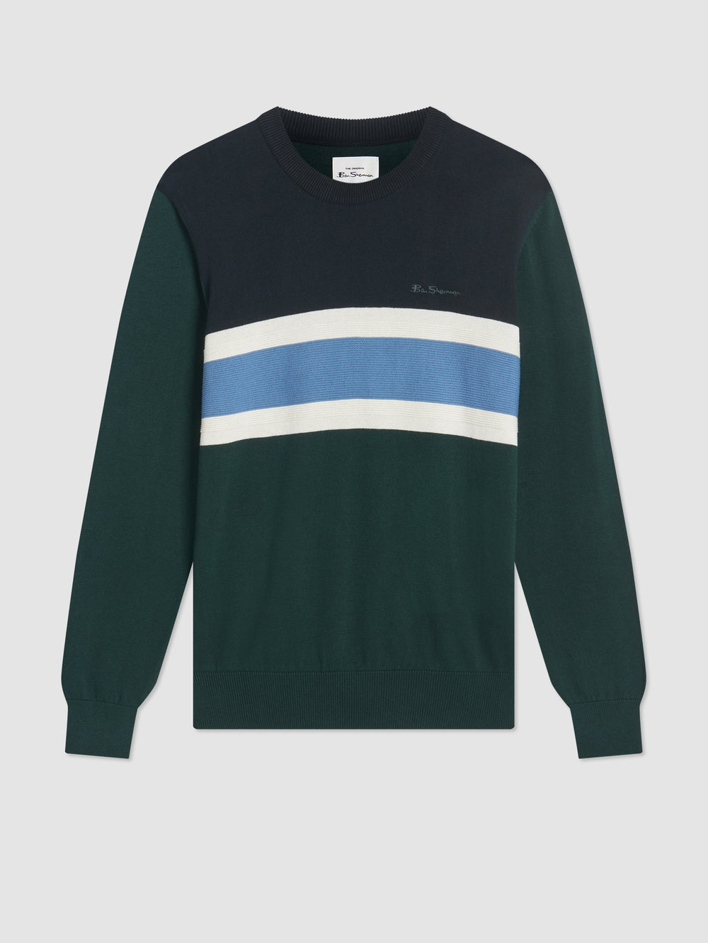 Ben Sherman Chest Stripe Crewneck Strikkevarer Mørke Grønn | HY4269170