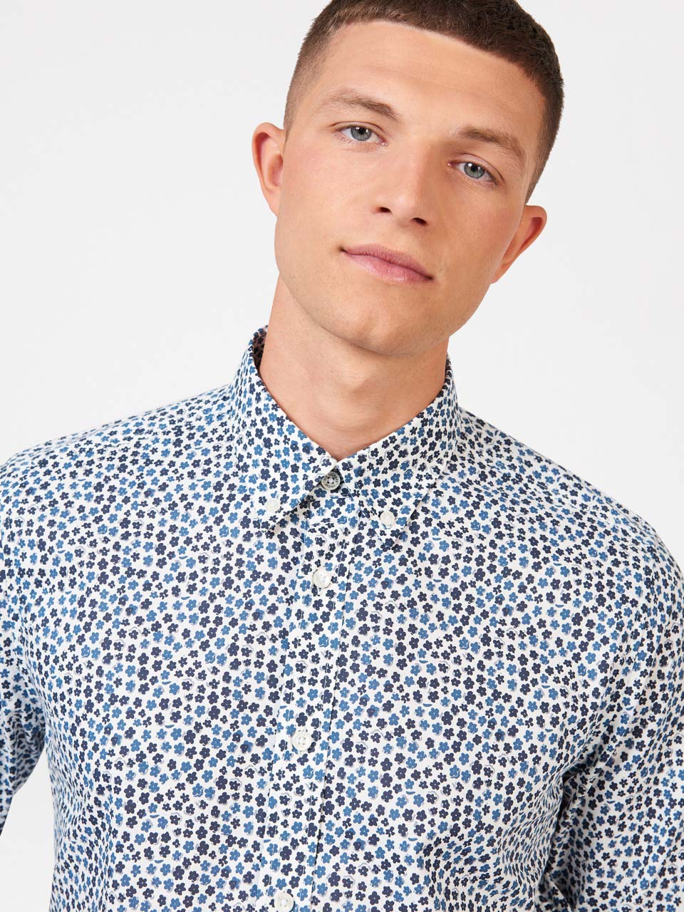 Ben Sherman Ditsy Floral Print Long Sleeve Skjorte Hvite | UD3920781