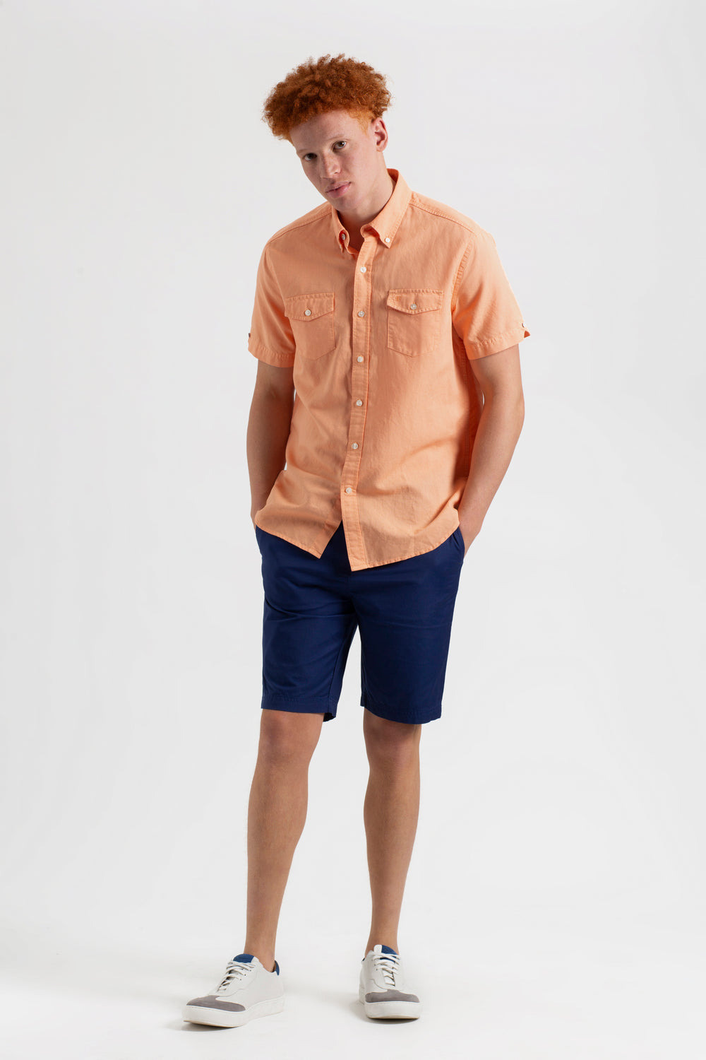 Ben Sherman Garment Dye Linen Skjorte Oransje | BG5136908