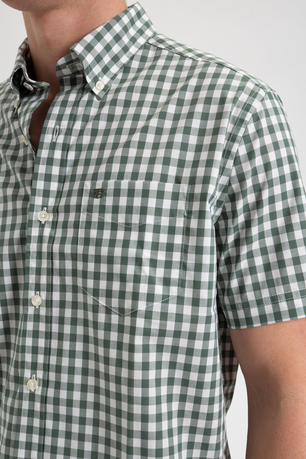 Ben Sherman House Poplin Gingham Skjorte Olivengrønne | RO9820354