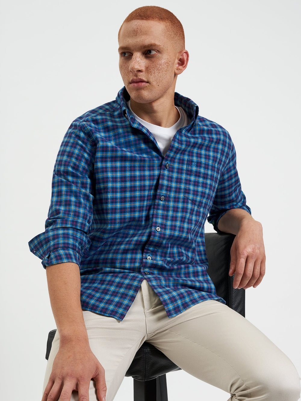 Ben Sherman House Tartan Twill Skjorte Marineblå | EK2538019