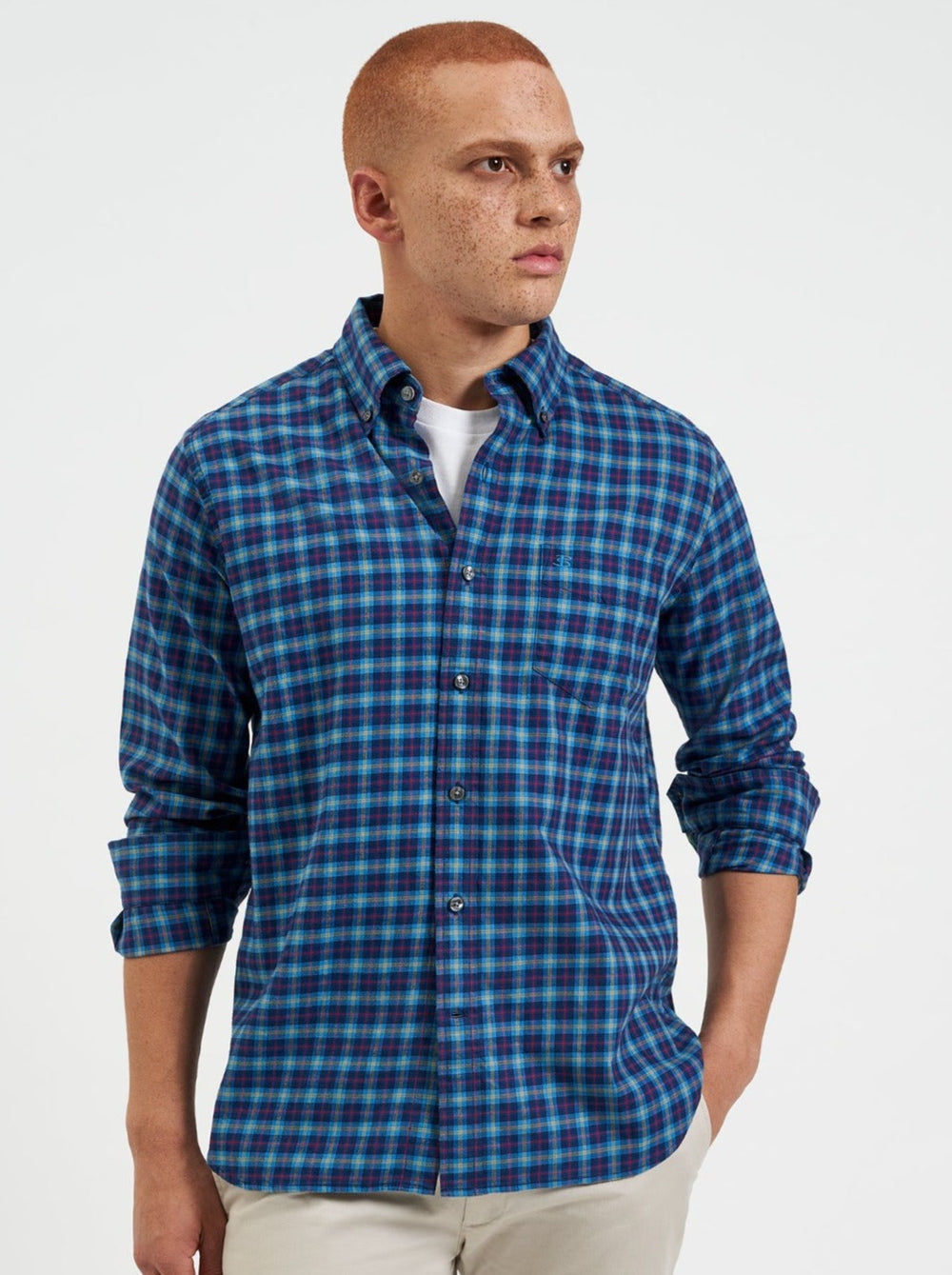 Ben Sherman House Tartan Twill Skjorte Marineblå | EK2538019