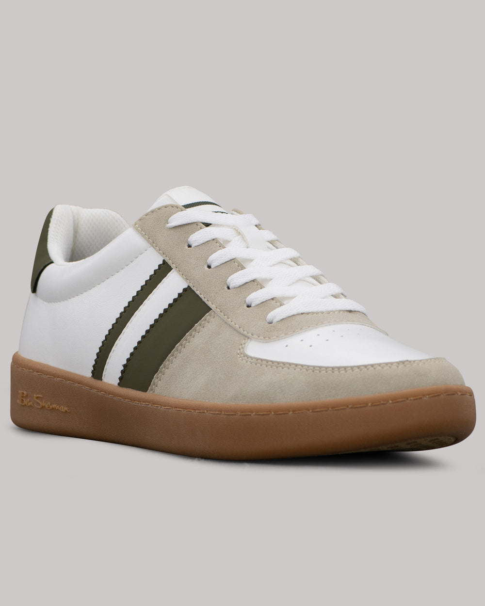 Ben Sherman Hyde Olive Stripe Sneakers Hvite | NW7342951