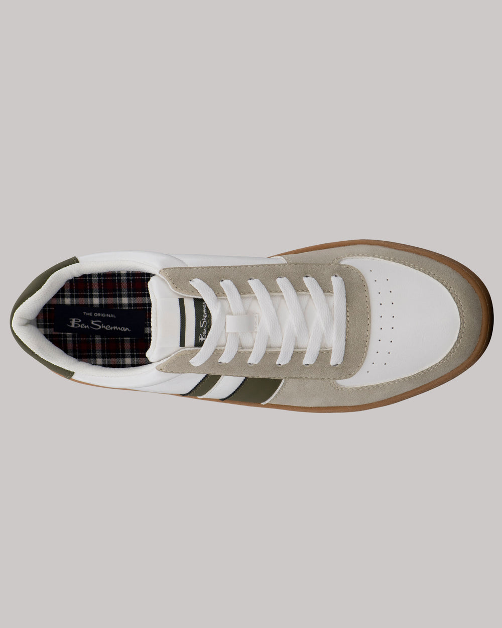 Ben Sherman Hyde Olive Stripe Sneakers Hvite | NW7342951