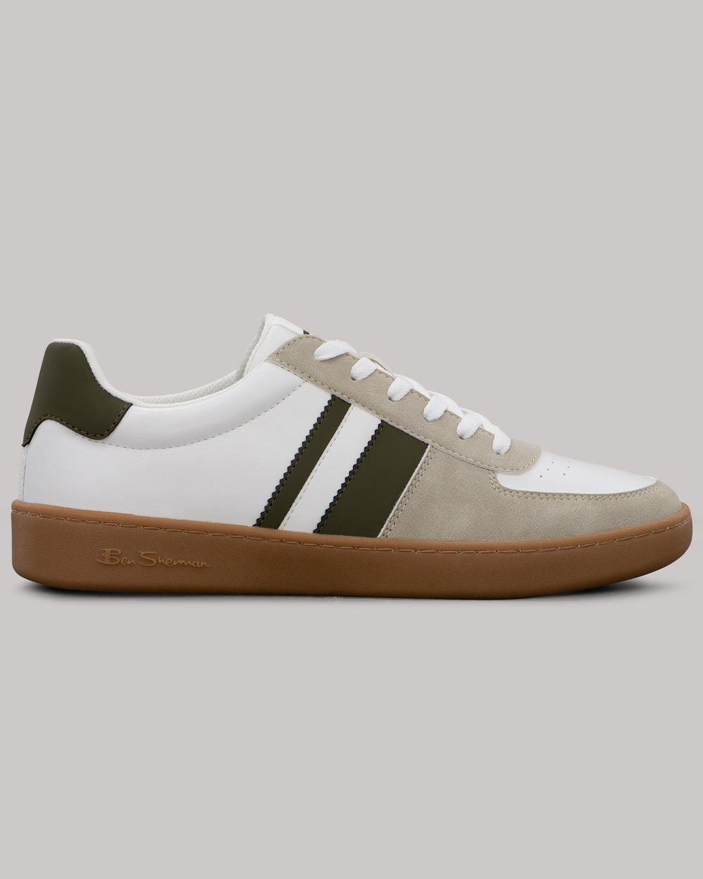 Ben Sherman Hyde Olive Stripe Sneakers Hvite | NW7342951