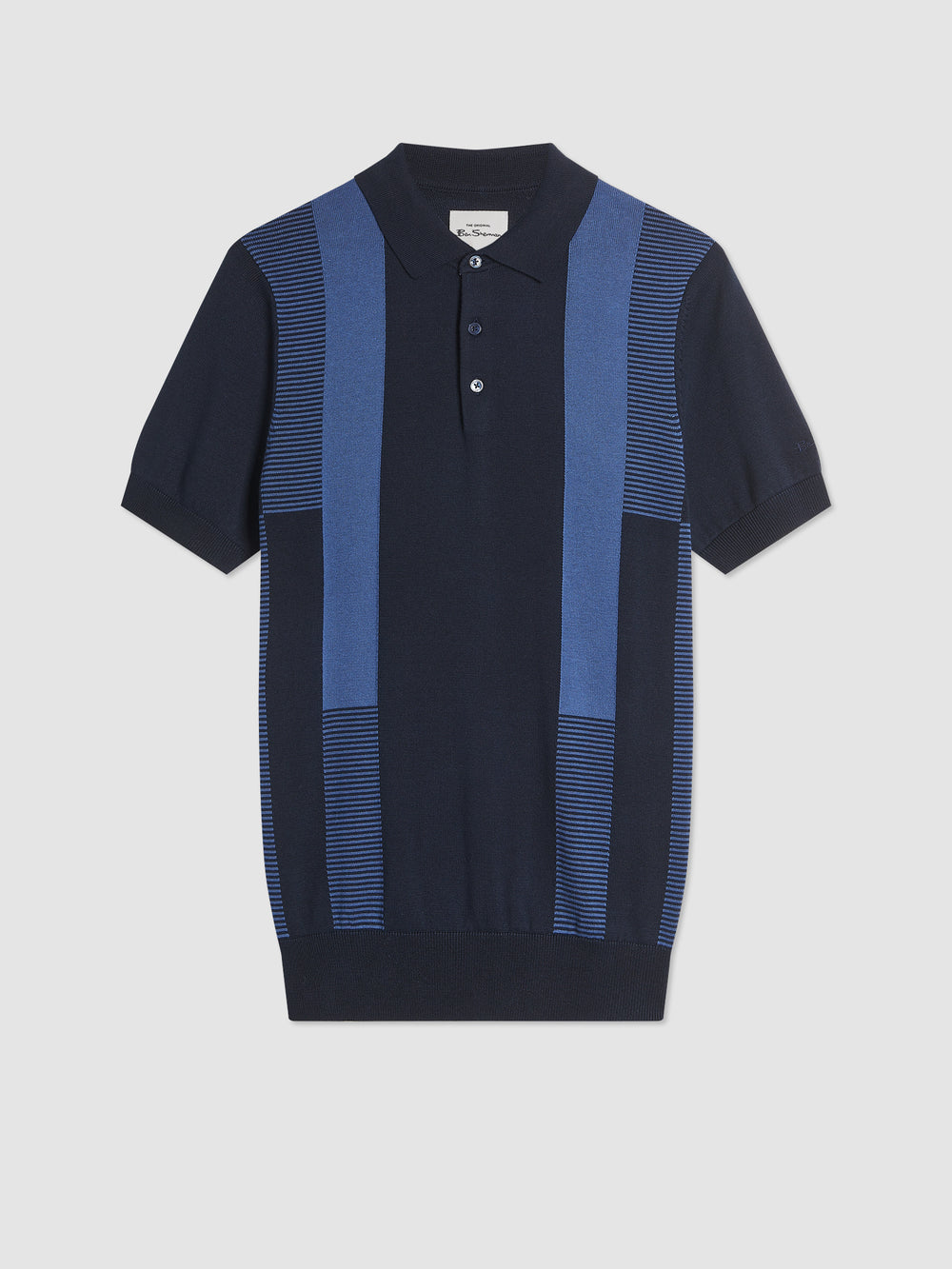 Ben Sherman Intarsia Stripe Gensere Med Polo Hals Marineblå | MS5630978