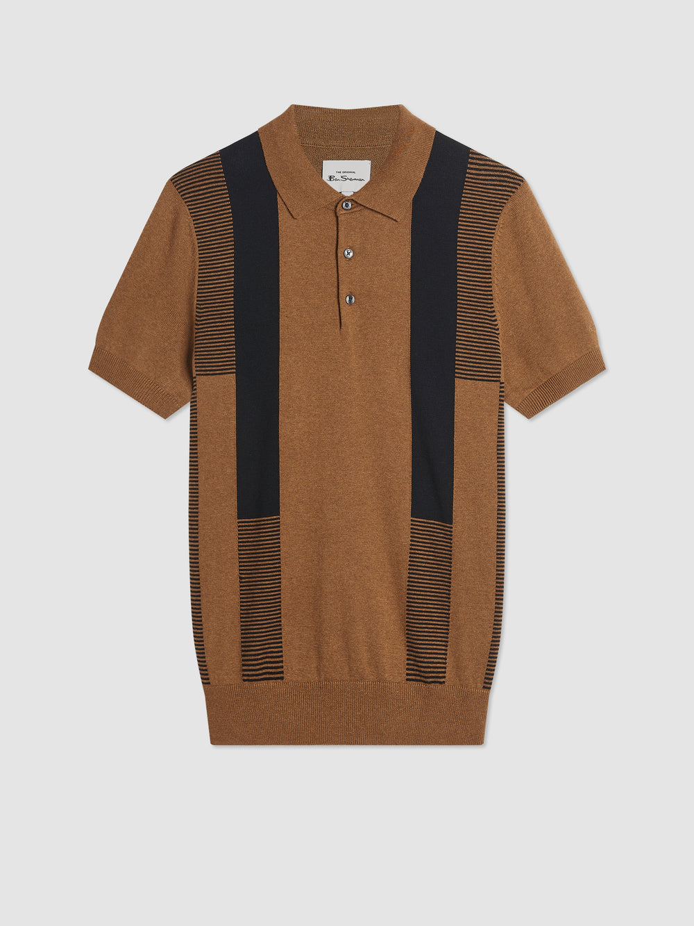 Ben Sherman Intarsia Stripe Gensere Med Polo Hals Brune | GU5487062