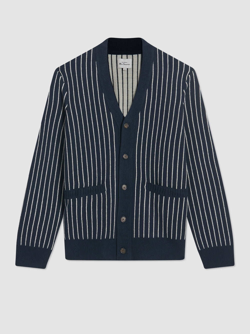 Ben Sherman Jacquard Stripe Cardigan Strikkevarer Marineblå | GJ9827506