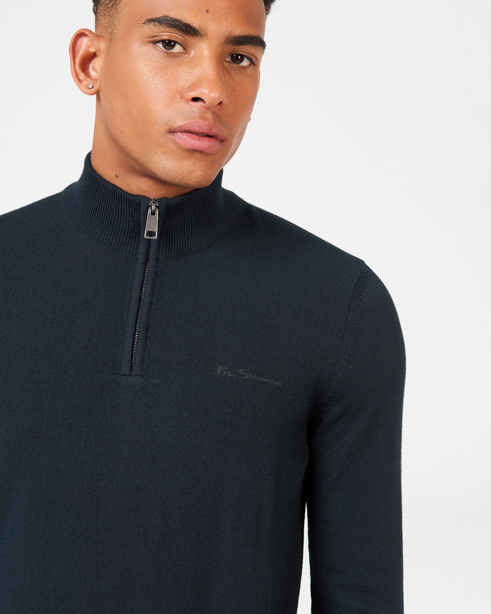 Ben Sherman Merino Half-Zip Strikkevarer Svarte | SK1483576