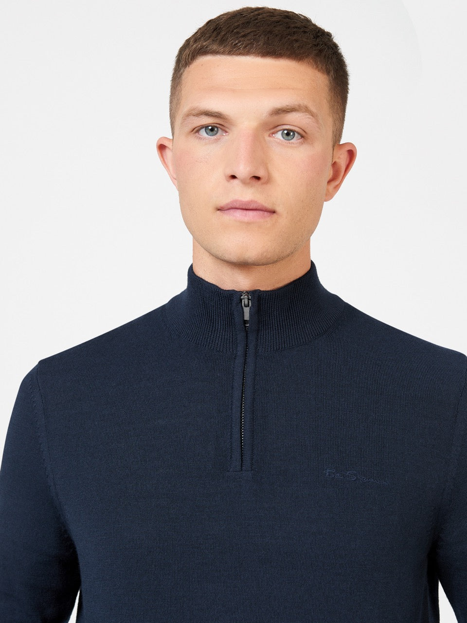 Ben Sherman Merino Half-Zip Strikkevarer Marineblå | ZL2659841