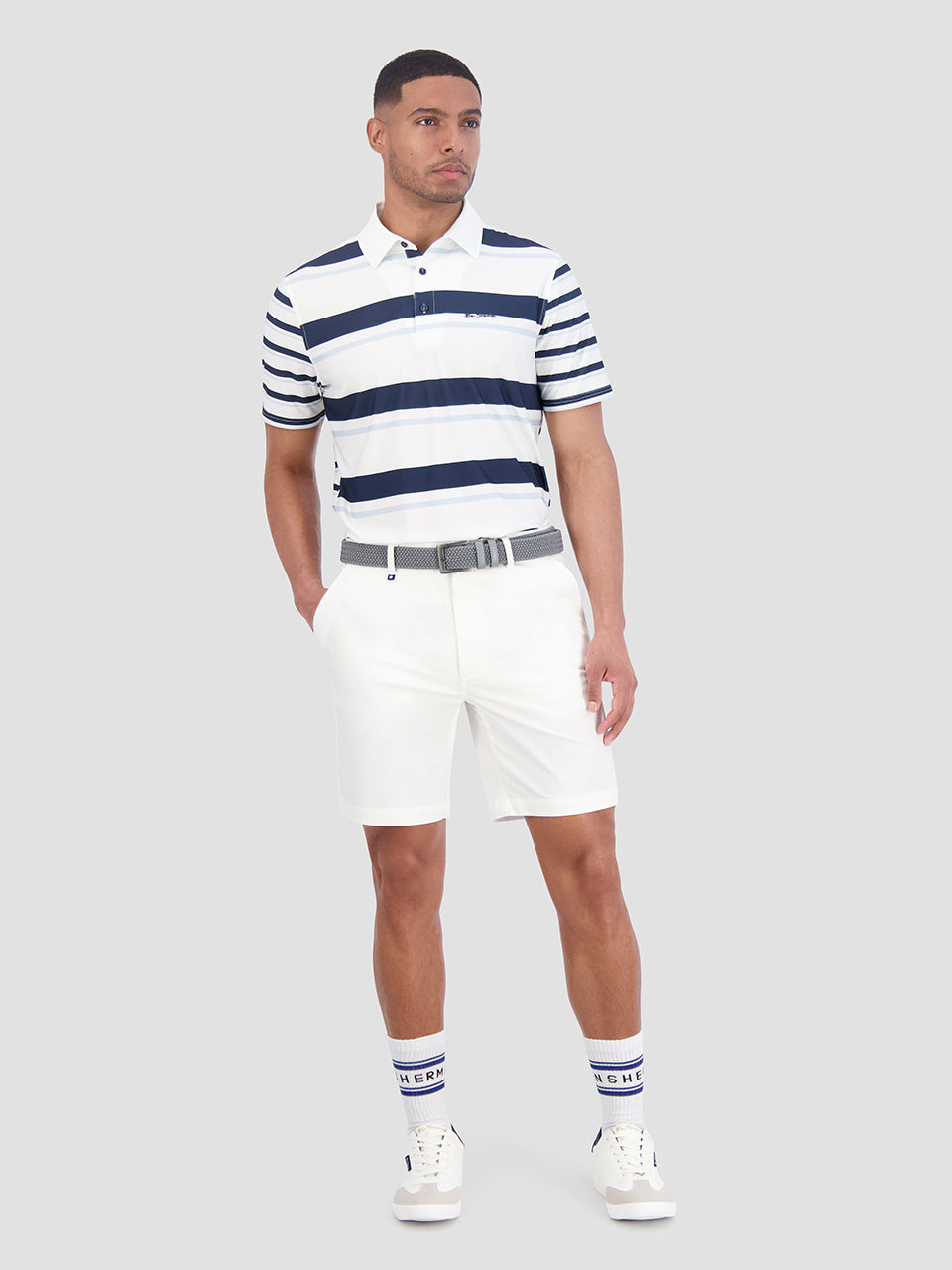 Ben Sherman Mixed Mod Stripes Tech Jersey Sports Fit Polo T Skjorte Blå | MI4675123