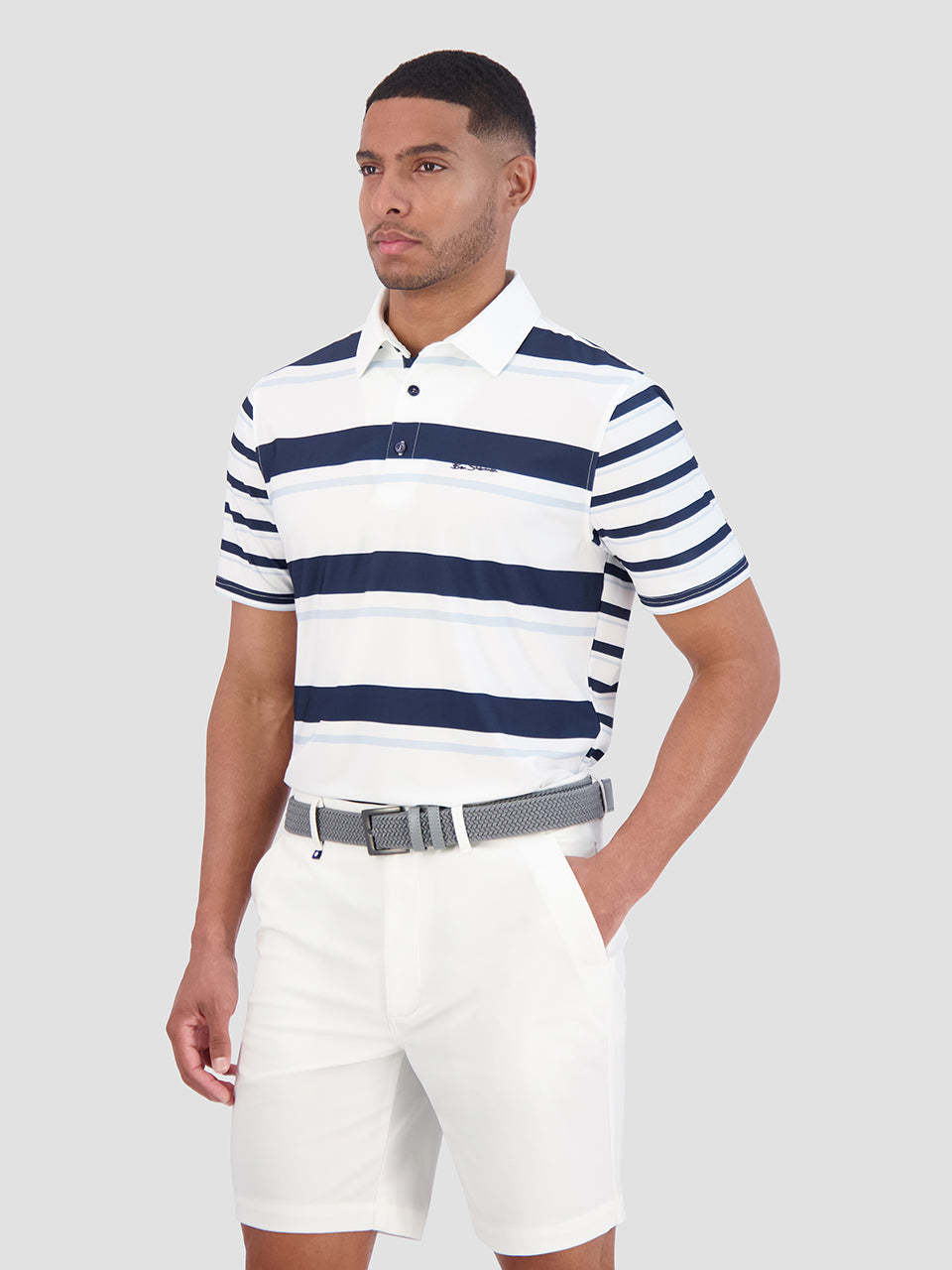 Ben Sherman Mixed Mod Stripes Tech Jersey Sports Fit Polo T Skjorte Blå | MI4675123