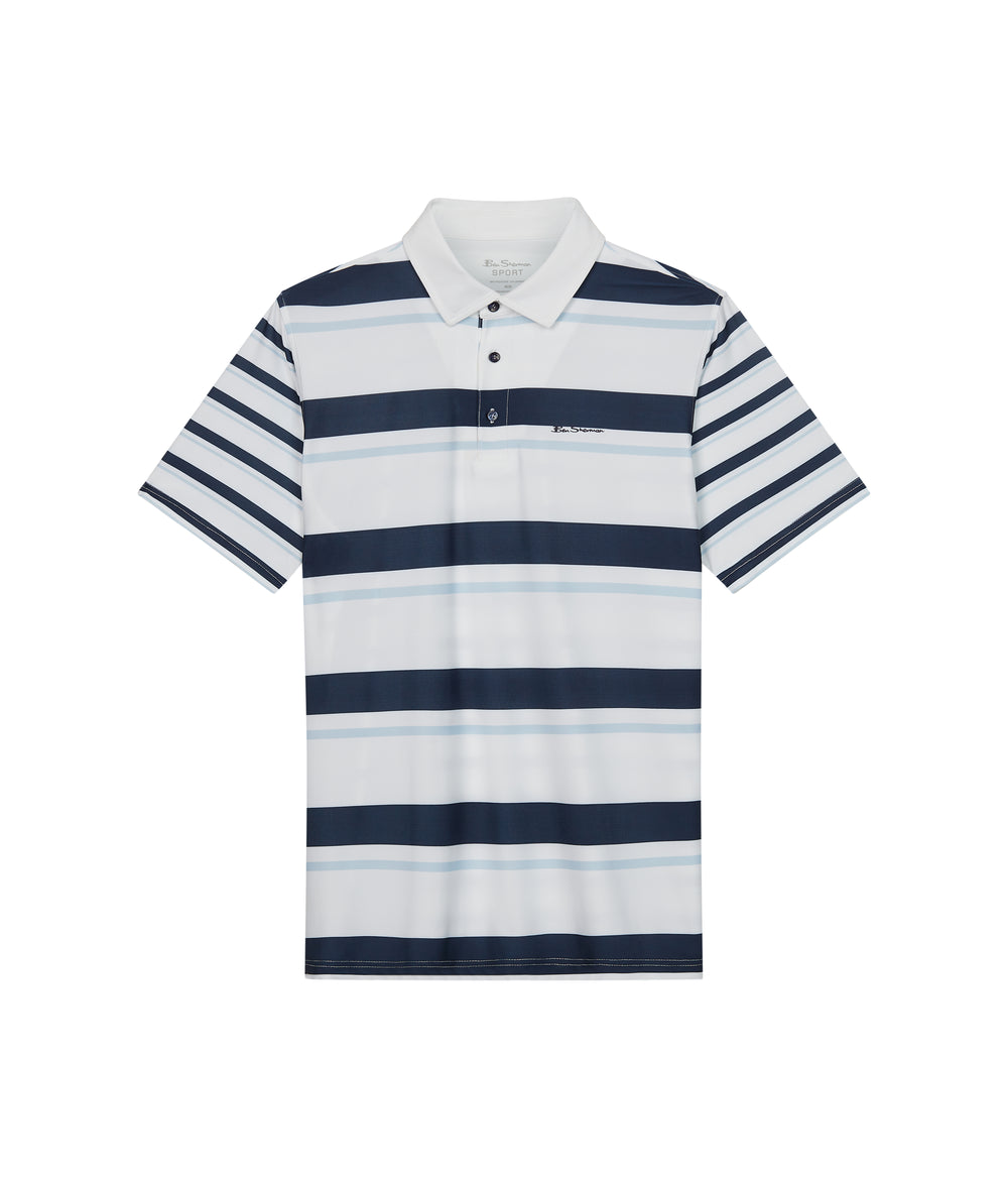 Ben Sherman Mixed Mod Stripes Tech Jersey Sports Fit Polo T Skjorte Blå | MI4675123